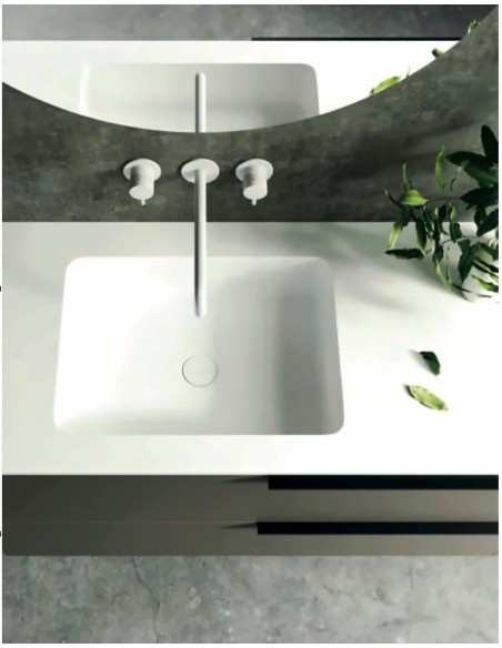 Encimera con lavabo Solid Surface mod. Top Qube 45 a medida