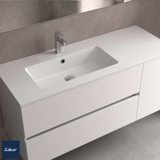 Encimera con lavabo Solid Surface mod. Vilna de 91x46 cm seno desplazado I-d