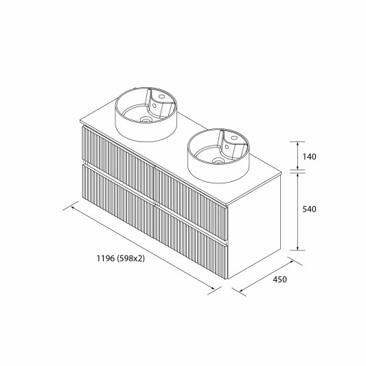 SALGAR KIRA Mueble de baño suspendido con lavabo Lisboa 120 2 pozas 4