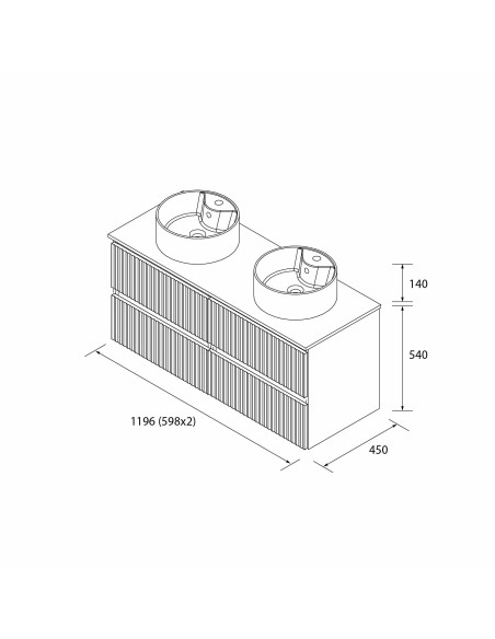 SALGAR KIRA Mueble de baño suspendido con lavabo Lisboa 120 2 pozas 4