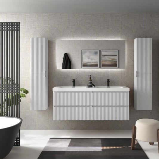 SALGAR KIRA Mueble de baño suspendido con lavabo Toscana 140 2 pozas 2