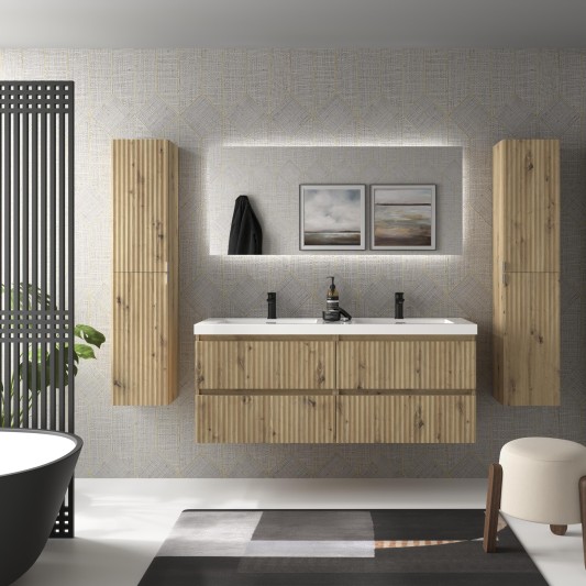 SALGAR KIRA Mueble de baño suspendido con lavabo Toscana 140 2 pozas
