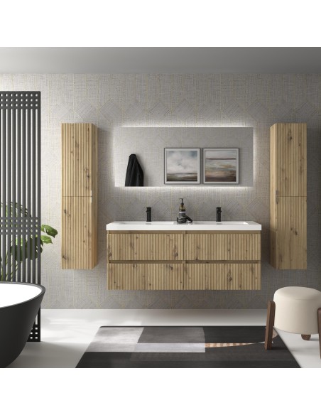 SALGAR KIRA Mueble de baño suspendido con lavabo Toscana 140 2 pozas