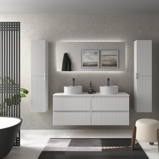 SALGAR KIRA Mueble de baño suspendido con lavabo Lisboa 140 2 pozas 4