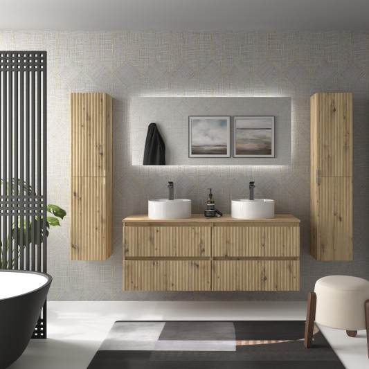 SALGAR KIRA Mueble de baño suspendido con lavabo Lisboa 140 2 pozas 4
