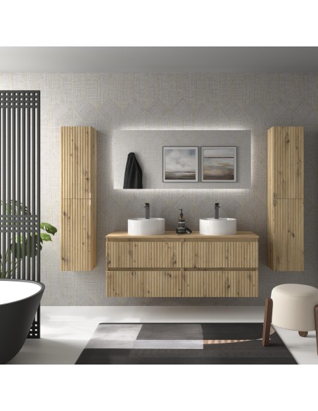 SALGAR KIRA Mueble de baño suspendido con lavabo Lisboa 140 2 pozas 4