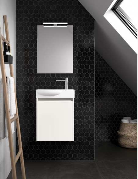 Mini mueble baño suspendido Slim curvo lacado Avila dos 45x25