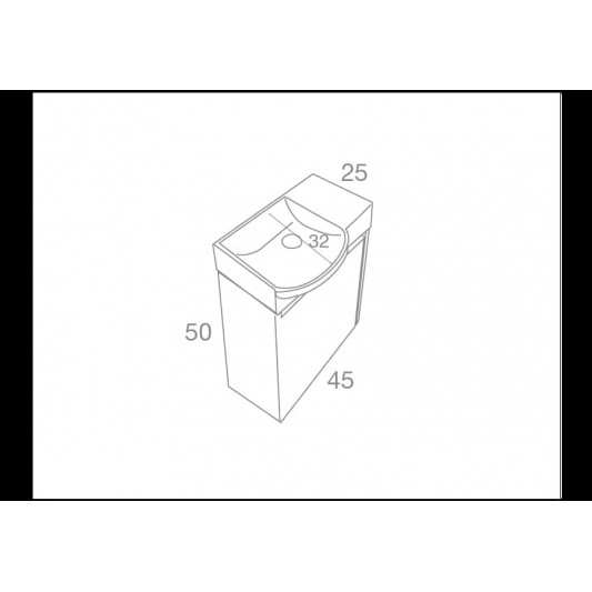 Mini mueble baño suspendido Slim curvo lacado Avila dos 45x25