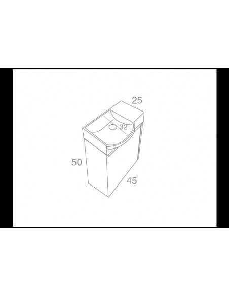 Mini mueble baño suspendido Slim curvo lacado Avila dos 45x25