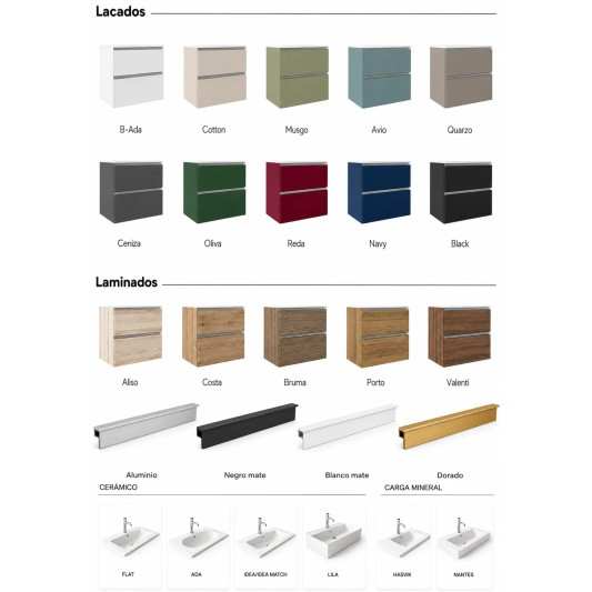 Mueble de baño con patas Granada 2C de Visobath con patas 60-80-100 Laminado