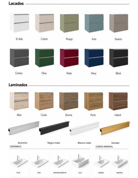 Mueble de baño con patas Granada 2C de Visobath con patas 60-80-100 Laminado