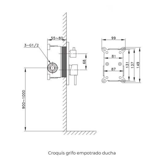 Conjunto Ducha monomando empotrable SIRIO ORO PVD