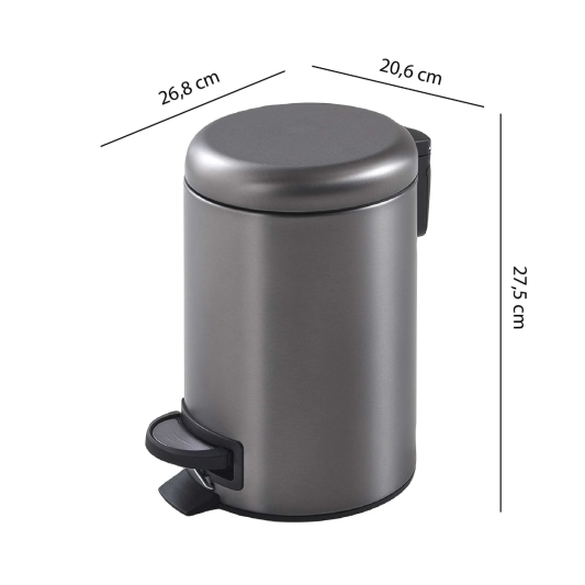 GEDY 33098100000 POTTY Papelera 5L Gun Metal 2