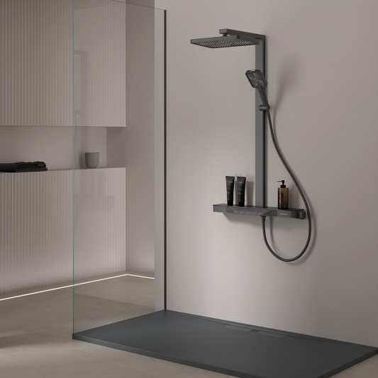 IDALIA Columna de baño-ducha con repisa en cristal templado de Duplach