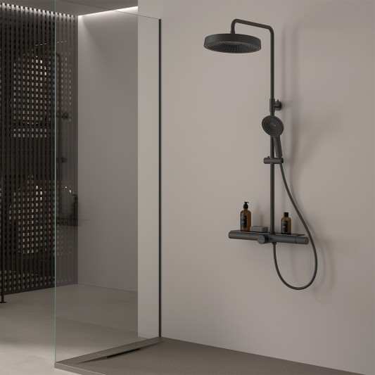 NILO Columna de baño-ducha con repisa de cristal templado de Duplach
