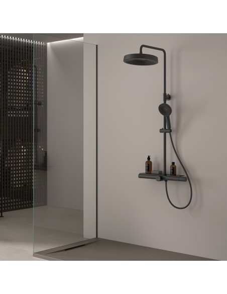 NILO Columna de baño-ducha con repisa de cristal templado de Duplach