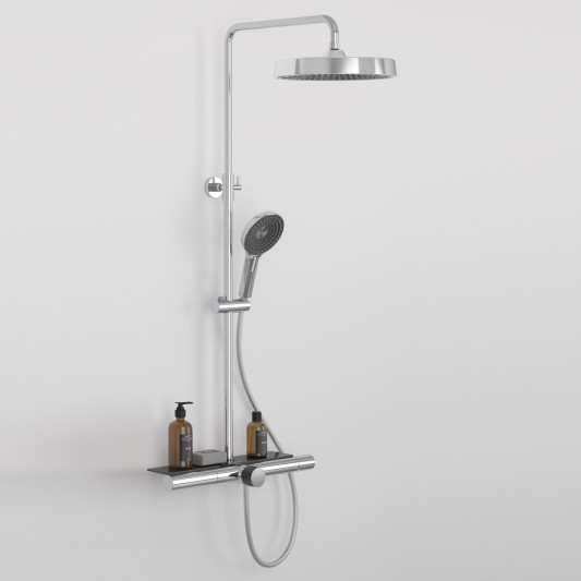 NILO Columna de baño-ducha con repisa de cristal templado de Duplach