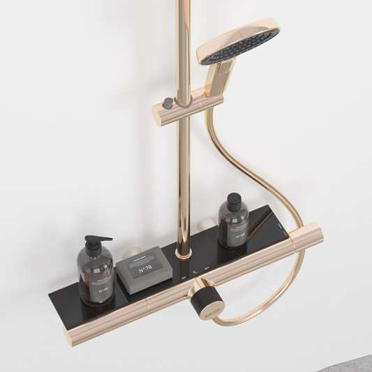 NILO Columna de baño-ducha con repisa de cristal templado de Duplach