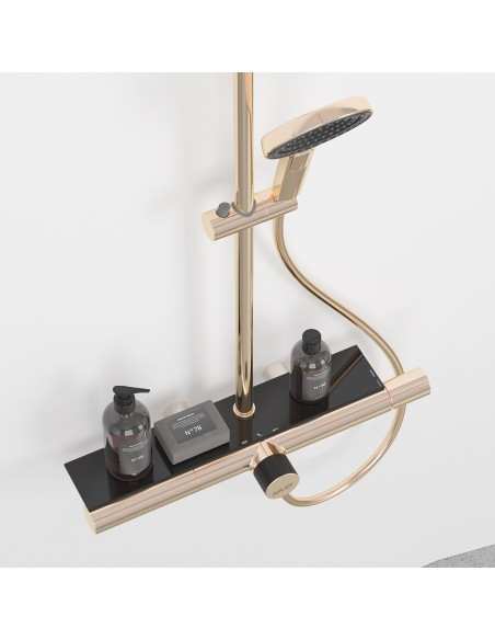 NILO Columna de baño-ducha con repisa de cristal templado de Duplach