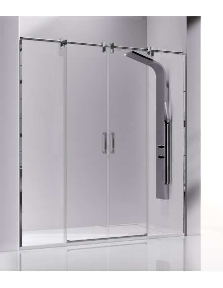 Mampara de ducha SLIM - KASSANDRA - LM100 - Frontal de ducha 2 puertas y 2 correderas