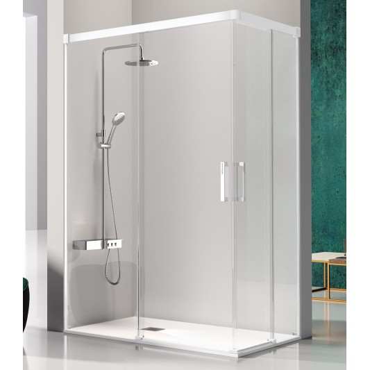 Mampara Angular Kassandra GLASÉ 2F + 2C Blanco