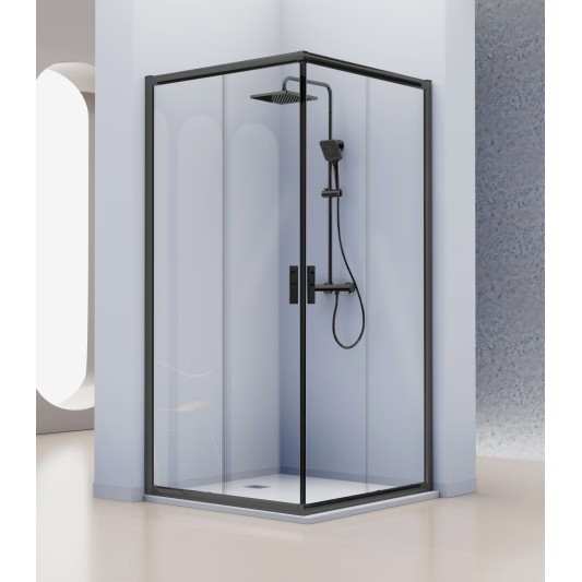 Mampara de ducha KASSANDRA SIENA Angular 2F + 2C Negro Mate
