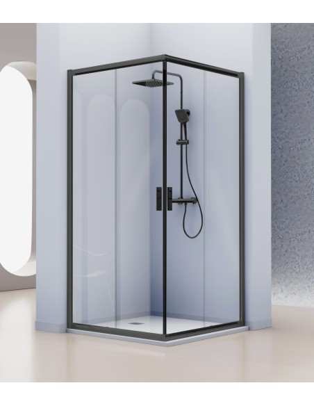 Mampara de ducha KASSANDRA SIENA Angular 2F + 2C Negro Mate