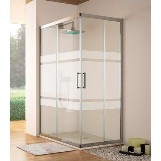 Mampara de ducha KASSANDRA S300 Angular 2F + 2C Plata Brillo