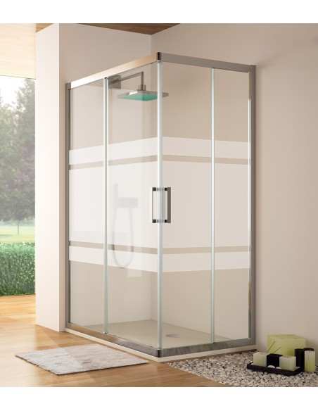 Mampara de ducha KASSANDRA S300 Angular 2F + 2C Plata Brillo