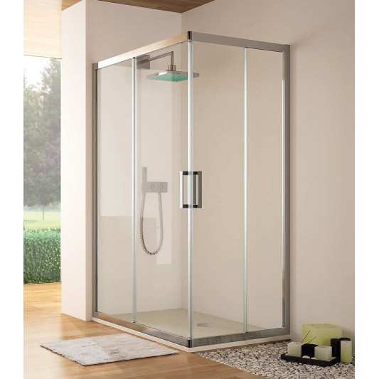 Mampara de ducha KASSANDRA S300 Angular 2F + 2C Plata Brillo