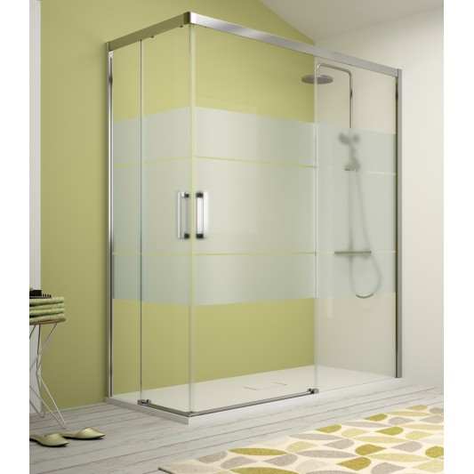 Mampara de ducha KASSANDRA S400 Angular 2F + 2C Plata Brillo