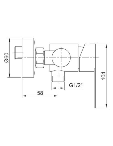 Grifo de ducha Iony acero 3282 - Dibujo técnico