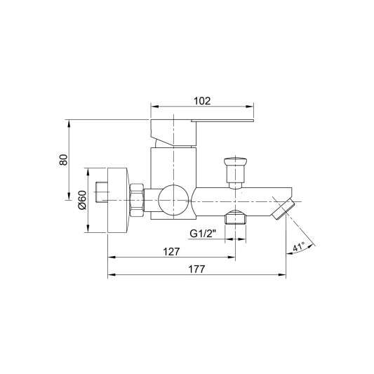 Grifo de bañera Iony acero 3283 - Dibujo técnico