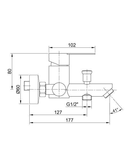 Grifo de bañera Iony negro 3283N - Dibujo técnico