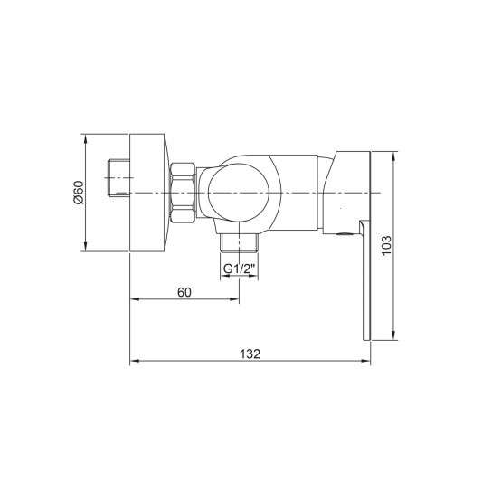 Grifo de ducha Iony cromo 3286 - Dibujo técnico