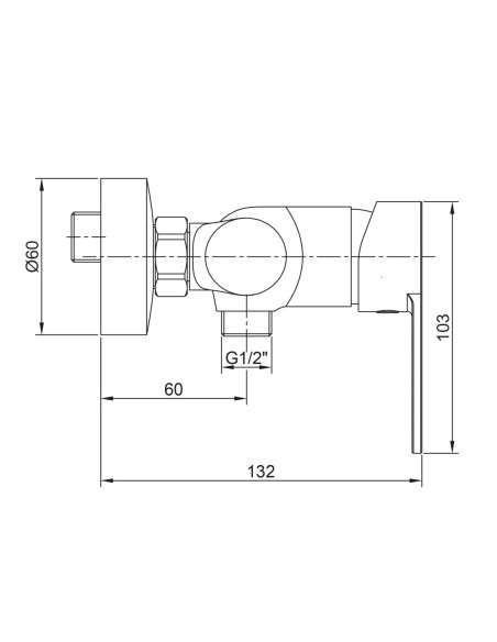 Grifo de ducha Iony cromo 3286 - Dibujo técnico