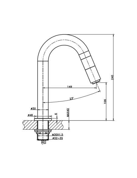 Grifo de lavabo IO'S-5 cromo 3044 - Dibujo técnico