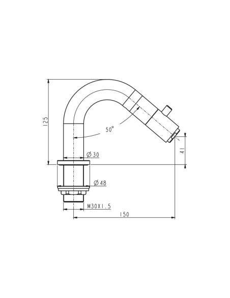 Grifo de bidé IO'S-5 cromo 3045 - Dibujo técnico