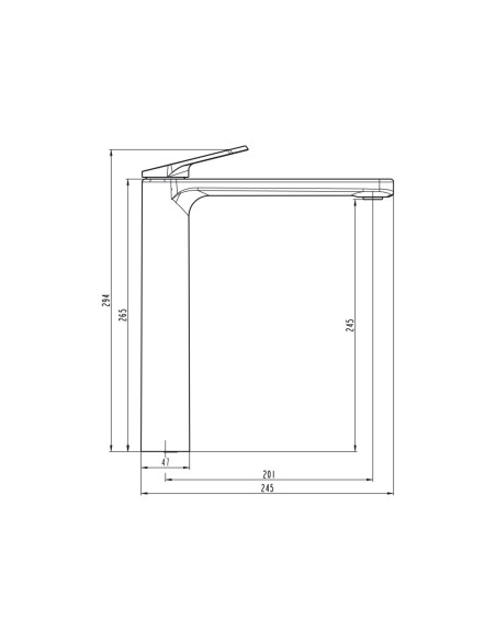 Grifo de lavabo alto Lazio negro 3241NG - Dibujo técnico