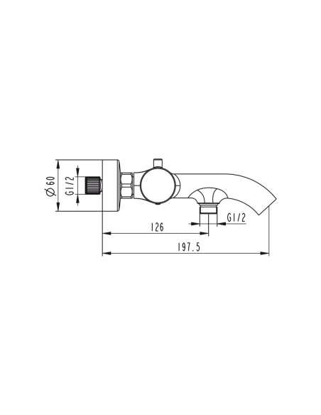 Grifo de bañera Lazio negro 3243NG - Dibujo técnico