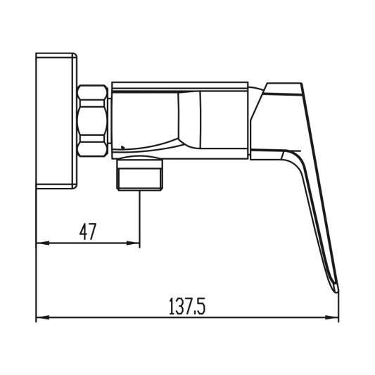 Grifo de ducha Marriot níquel 3153NK - Dibujo técnico