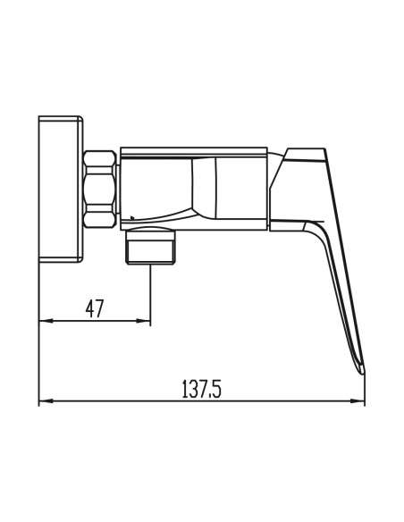 Grifo de ducha Marriot oro 3153OR - Dibujo técnico