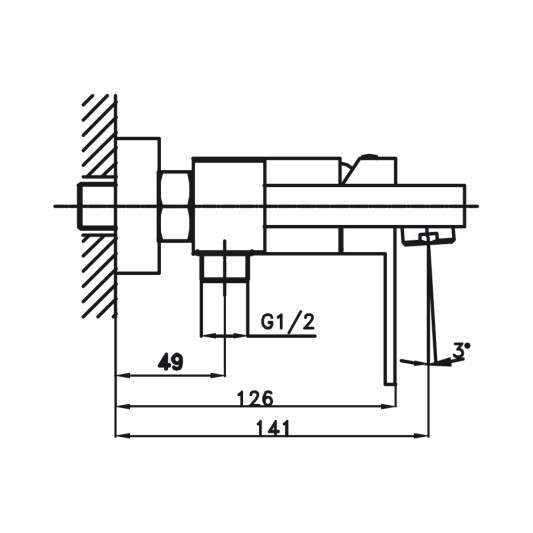 Grifo de bañera Orion cromo 3006 - Dibujo técnico