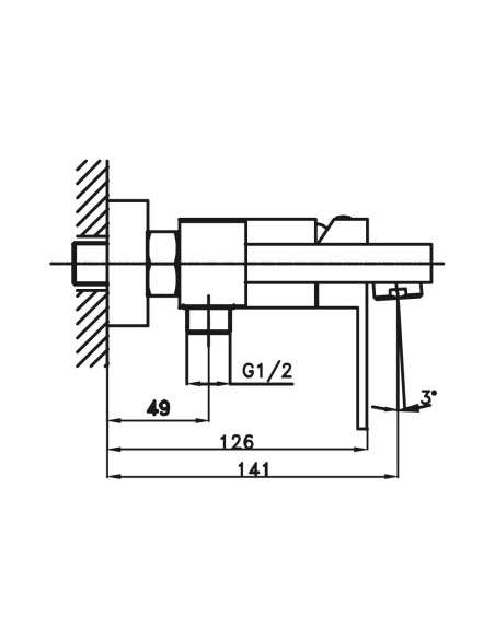 Grifo de bañera Orion cromo 3006 - Dibujo técnico