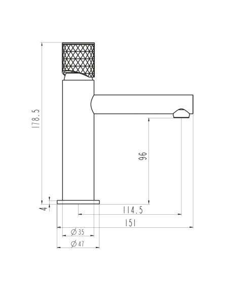 Grifo de lavabo Radio cromo 3225 - Dibujo técnico