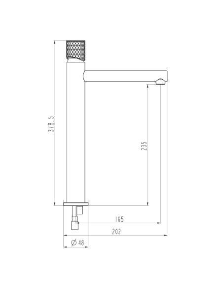 Grifo de lavabo de caño alto Radio cromo 3226 - Dibujo técnico