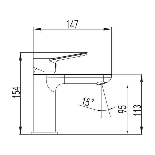 Grifo de lavabo RHIO oro 3165OR - Dibujo técnico