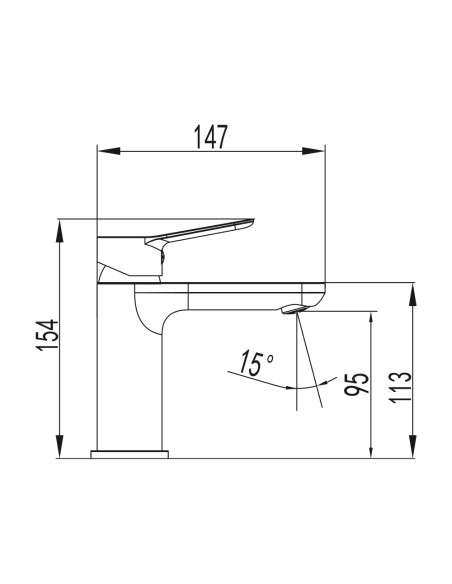 Grifo de lavabo RHIO titanio 3165T - Dibujo técnico