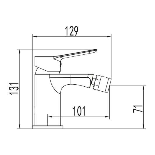 Grifo de Bidé RHIO oro 3167OR - Dibujo técnico