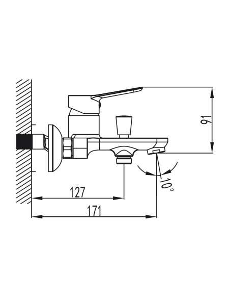 Grifo de bañera RHIO oro 3168OR - Dibujo técnico